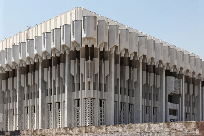 Tashkent Soviet Architecture (Modernism) and Subway station tour. - Monument of Courage after the earthquake: Soviet rebuilding written in stone